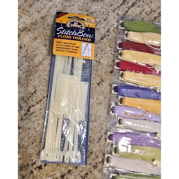 10 DMC Stitch Bow Floss Holders & 15 Skeins Embroidery Thread Lot - Picture 5 of 6